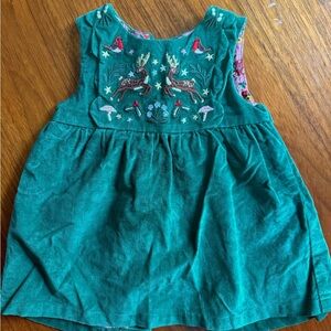 Baby Boden Green Dress with Embroidered Accents
